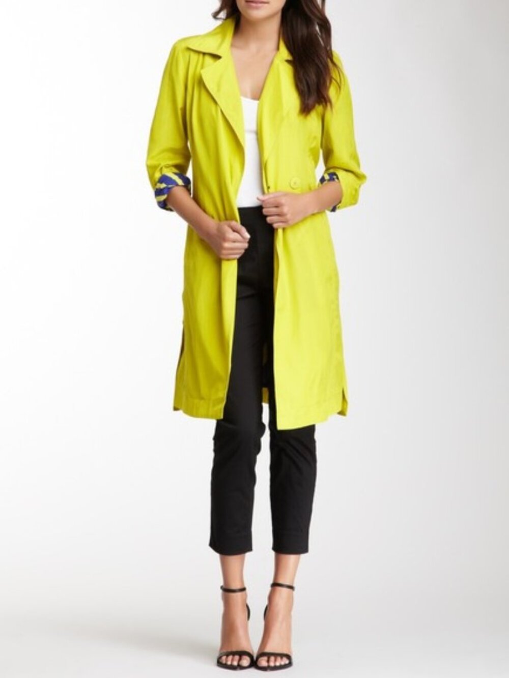S.I.L.K. Modern Trench Coat in Citron size M